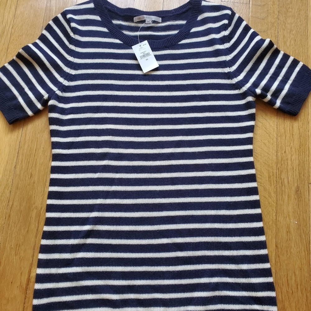 NWT Gap Open Crew Navy Stripe Shirt